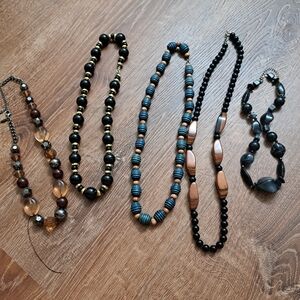 Set of Chunky Necklaces Dark Colors Costume Jewelry